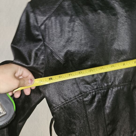 Bebe Studded Moto Jacket Womens Size Medium Black Satin Zip Up - Picture 7 of 10